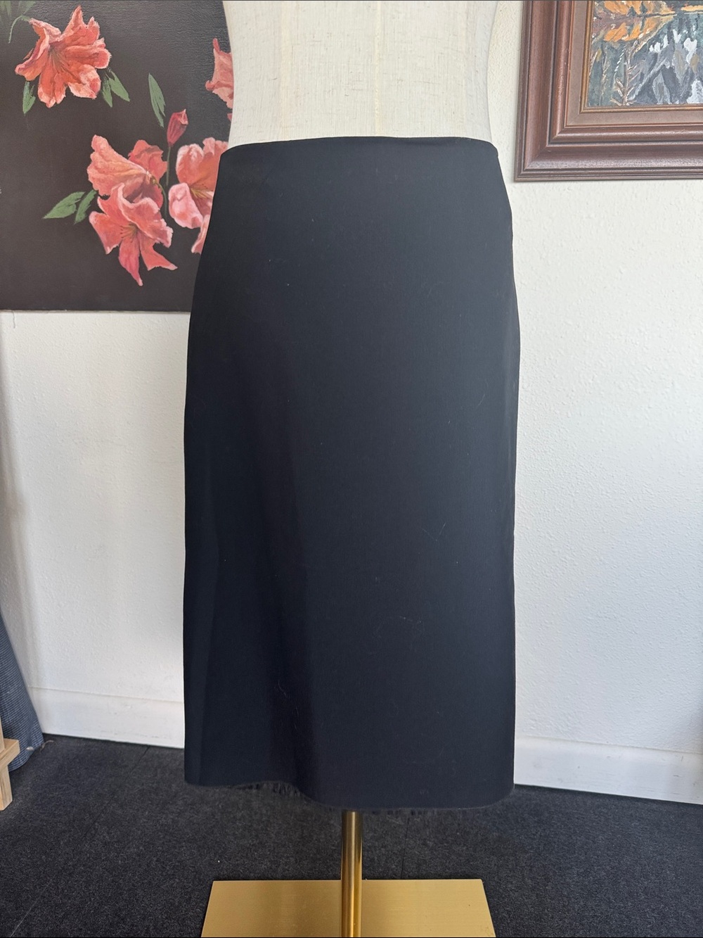 Margaret O'Leary Black Midi Straight Skirt